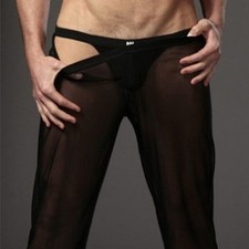 Herren Sexy Netz Durchsichtig Hose Yoga Lounge Nachtwäsche Gay  Nylon XL Party
