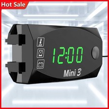 12V Motorrad Elektronische Uhr Staubdicht 3 in 1 Digitalanzeige (Grün)