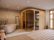 Sauna Saunakabine Innensauna Heimsauna Elementsauna Ecksauna mit Ganzglastür