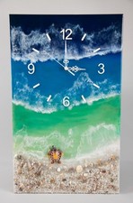 Wanduhr Epoxidharz Ozean Uhr Natursteine Wandkunst Handmade Meer Geschenkidee