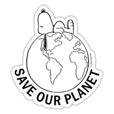 Peanuts Snoopy Save Our Planet Umwelt Aufkleber Sticker, max. 10 x 10 cm