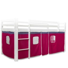 Hochbett Vorhang Umrandung Kinder 3-teilig Spiel Bett Pink Baumwolle Homestyle4u