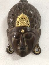 Buddha Kopf - Holz Maske - Handarbeit Antik- 31 cm - Wandbild Relief Asien