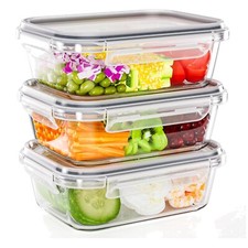 Glasbehälter, Kühlschrank, Mikrowelle, BPA-frei, stapelbar, Lunchbox, Vorrats...