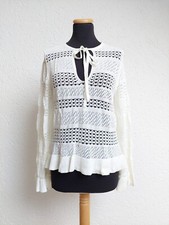 Weiß creme Schleifen Häkel Shirt Bluse von Zara, Gr. M (NEU)