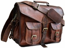 Tasche Ziegenleder Laptop echte Herren Vintage Messenger Satchel braun Aktentasc