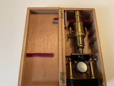 ALTES MESSING MIKROSKOP  2 STATIVSÄULEN UM 1870-75