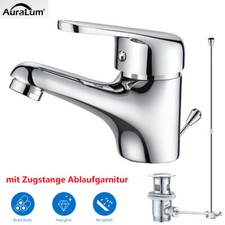Waschtischarmatur mit Zugstange Ablaufgarnitur Wasserhahn Waschbecken Badarmatur