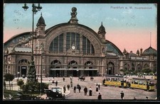 Ansichtskarte Frankfurt a. M., Hauptbahnhof, Straßenbahn 1914 