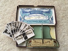 SELTEN UM 1908 VINTAGE TASCHEN KLAPP STEREOSKOP "ROTOSKOP" SERIE XVI IN OVP