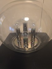 70s ?? Vintage Glas Sputnik Pendellampe Kugel   5 flammig   70er