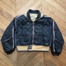 Chevignon 80s Cosmo Quilted Aviator Bomber Jacket Black Rare