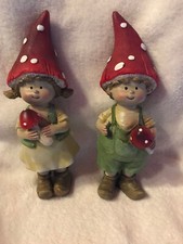 2 Pilzkinder Jan + Jule Deko 20 cm Fliegenpilz Gartendeko Herbstdeco Skulptur
