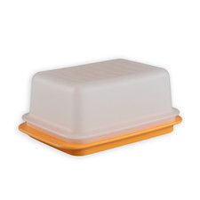 TUPPERWARE 1x C21 Butterschatz Butterdose, WEISS/ORANGE