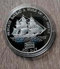 Djibouti 100 DJF 1994 - Fregatte  17.Jh. Sterlingsilber PP mit  Zertifikat