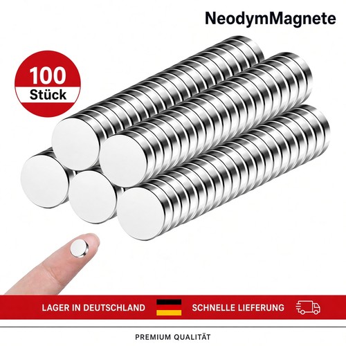 100x neodym magnete rund - 100x, 8x2mm