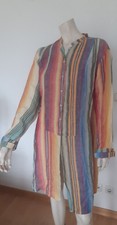 ETRO MADE IN ITALY Long-Bluse mehrfarbig längsgestreift Leinen  It48 D40/42