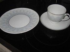 Rosenthal Lotus Madras Grau Platinrand Kaffeegedeck 3tlg