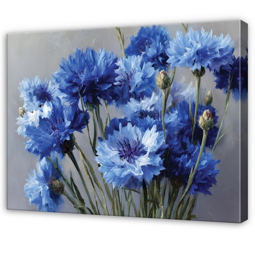 Leinwand blumen blau - blau, grau