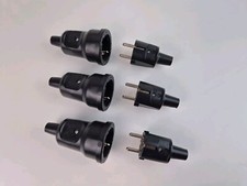 6 Tlg. ABL 3 x PVC Kupplung + 3 x Stecker schwarz Schuko Kupplung und Stecker sw