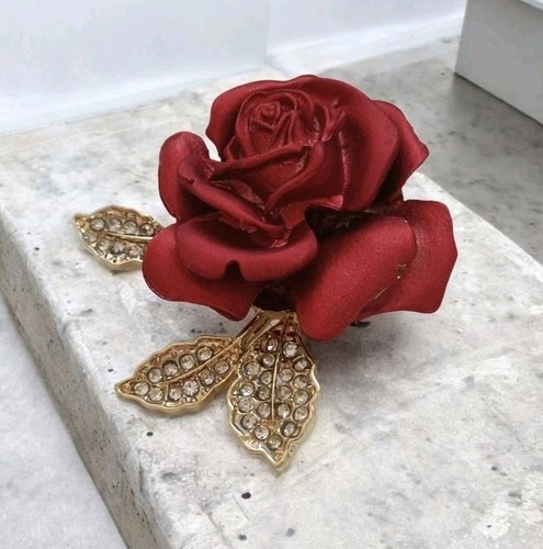 Brosche strass rot goldfarben - brosche, rot/goldfarben