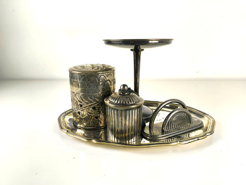 Set versilbert dose etagere - set,