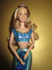 B-158) BLONDE MEERJUNGFRAU/NIXE BARBIE MIT KRONE MATTEL PUPPE IST OHNE FUNKTION