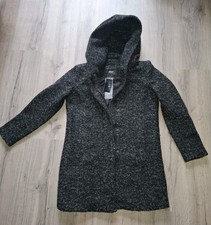 top NEU schwarz-grauer Only Mantel Gr. M warm Miss Wolle Sedona Kapuze  