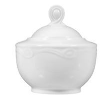 Seltmann Weiden Desiree Zuckerdose aus Porzellan 0,24 Liter Dose mit Deckel weiß