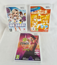3 x Nintendo Wii - WE CHEER + ZUMBA + EXER BEAT mit OVPs und Anleitungen