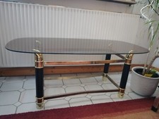 Wohnzimmertisch mit Rauchglasplatte, Untergestell zweifarbig