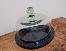 Rosenthal Selb Platte Blau mit Glashaube Klarglas Mundgeblasen