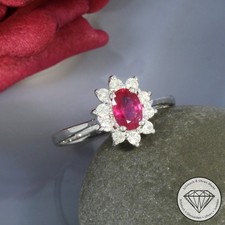 Wert 890 € Brillant Rubin Ring 750 18 Karat Weiß Gold xxyy