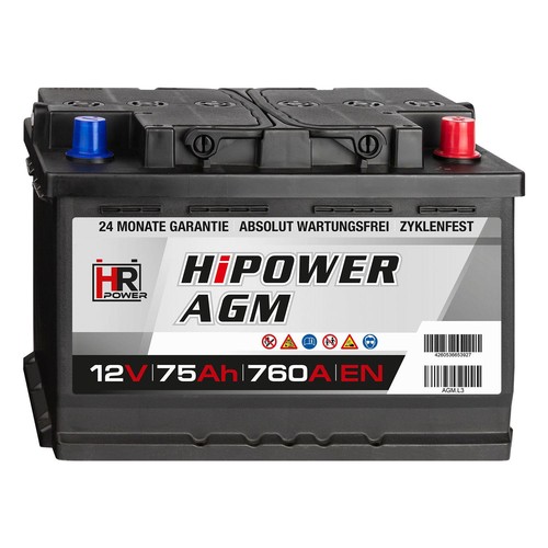 Agm 75ah autobatterie 12v - agm,