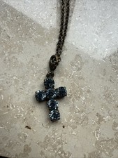 Konplott Halskette Kreuz grau/blau