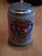 Bierkrug Zinndeckel 0 5L Bayern Motiv mit Zinndeckel