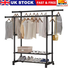 Kleiderständer auf Rollen Kleiderstange verstellbar Garderobenständer Schwarz