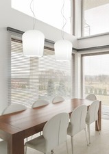 Casablanca Doppelpendelleuchte SYSS Hängelampe 2-flammig Glas weiß Glanz  D23cm