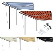 6x3m Elektrisch Markise Gelenkarmmarkise mit Pfosten Sonnenmarkise Standmarkise