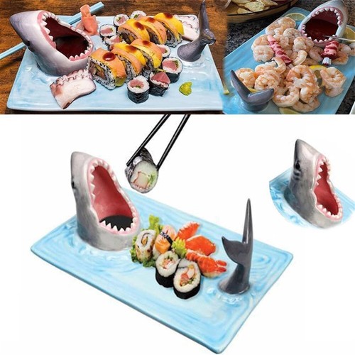 Hungriger shark sushi teller - shark,