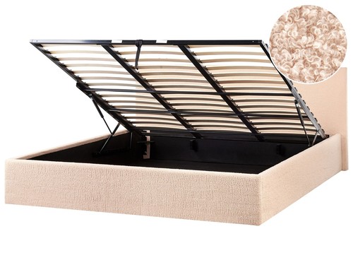 Polsterbett bouclé beige mit - bouclé,