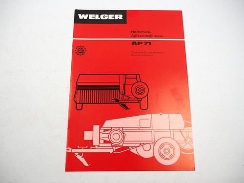 Original prospekt welger ap71 - prospekt,