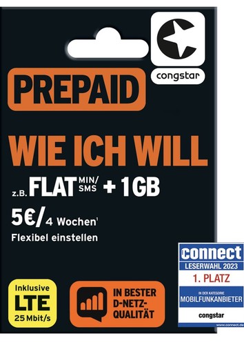 Congstar prepaid karte - prepaid, neu