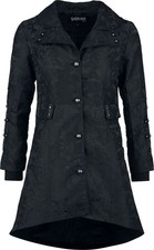 Gothicana by EMP Damen schwarzer Mantel mit Korsett und Nietenkragen