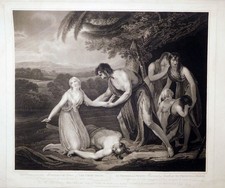 Punktierstich, Adam und Eva, H. Singleton/ J. Godby, 1800, S. Gessner, Abel