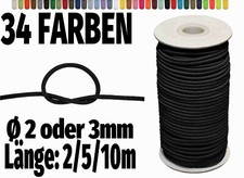 2/5/10m Gummiband Hutgummi Gummikordel Rundgummi Ø 2/3mm Gummilitze Elastisch