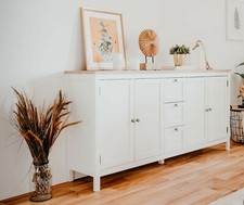 Bergen Landhaus Sideboard mit Türen u. Schubkästen günstige Anrichte weiß eiche