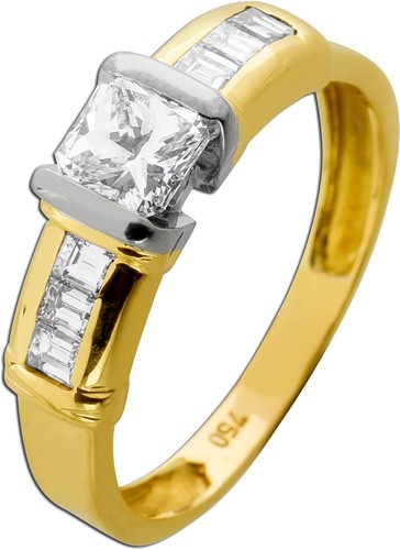 Diamantring princess cut gold - princess,