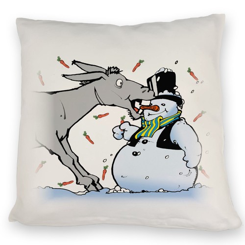 Kissen schneemann esel - schneemann,