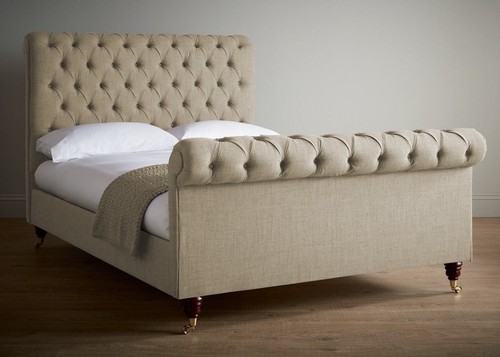 Beige luxus samt textil - samt, bett